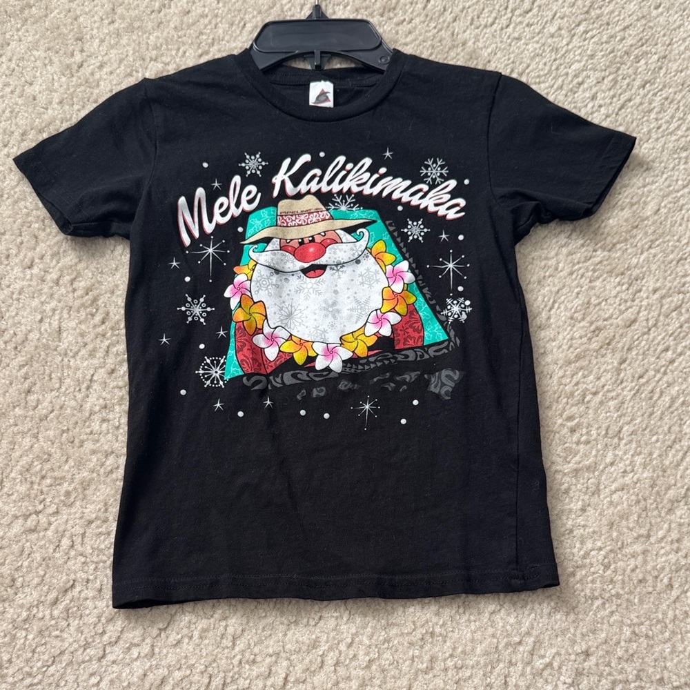 Mele Kalikimaka Kids Black T-Shirt - Size small (4-6)